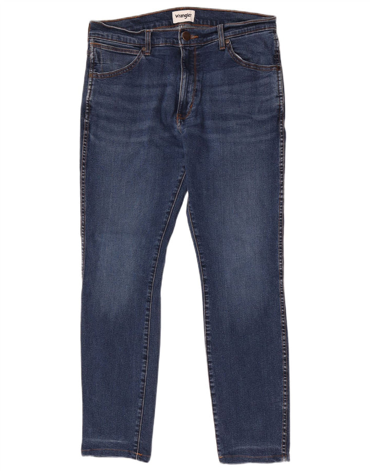 Wrangler Mens Larston Slim Jeans W33 L32 Azul Algodão