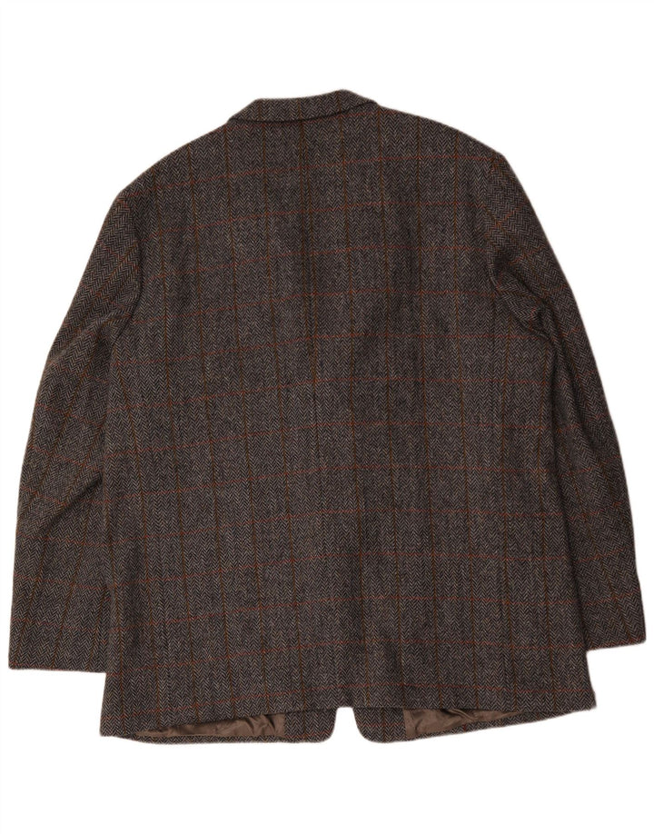 Jaqueta blazer masculina Walbusch com 2 botões Reino Unido 44 2XL lã xadrez cinza