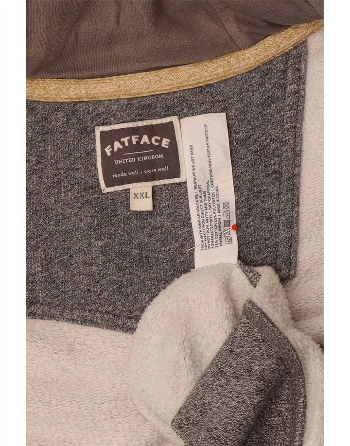 Suéter masculino com capuz e zíper Fat Face 2XL algodão cinza