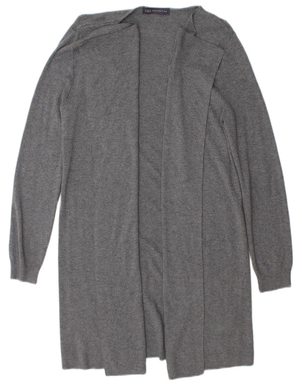 Marks & Spencer Suéter feminino Longline Open Cardigan Reino Unido 10 Pequeno Cinza