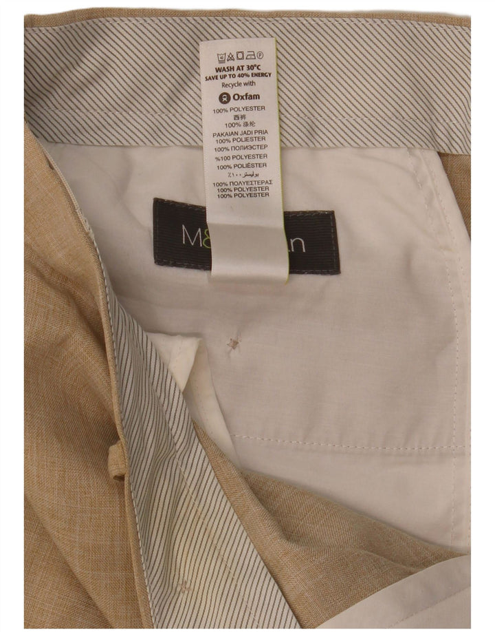 Calça masculina de terno reto MARKS & SPENCER W36 L31 poliéster bege