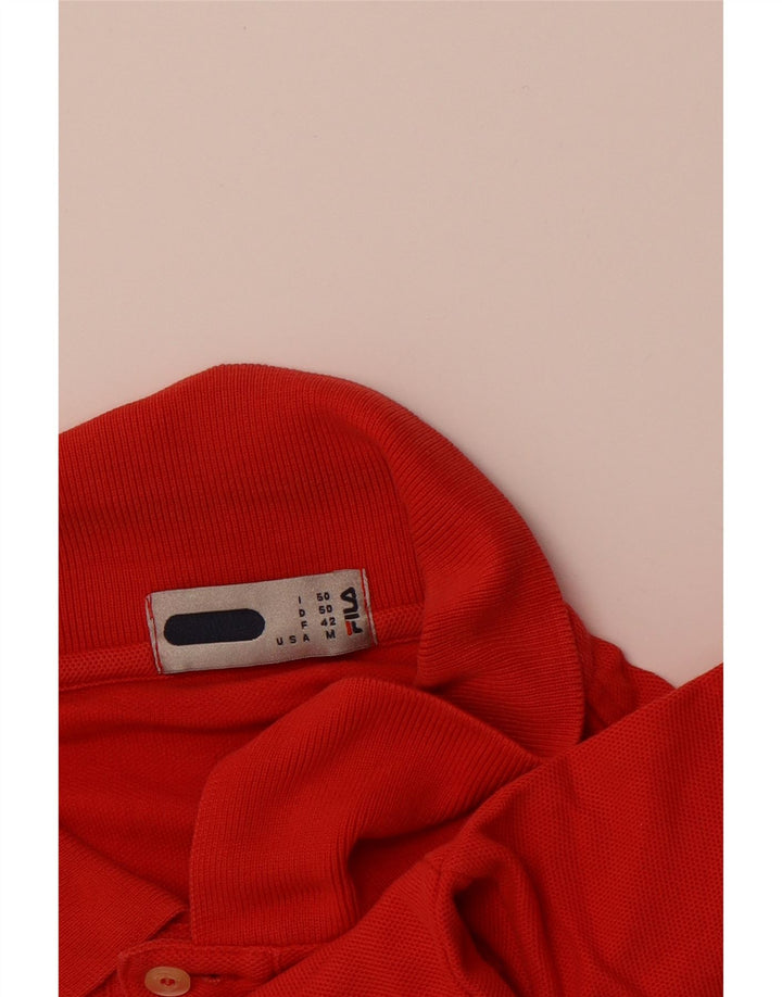 FILA Mens Long Sleeve Polo Shirt IT 50 Medium Red