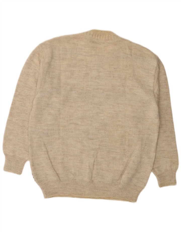 Suéter masculino MALAGRIDA com gola redonda, grande bege Fair Isle