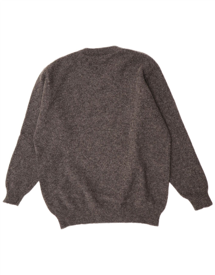 Suéter masculino vintage com decote em V IT 54 XL lã cinza