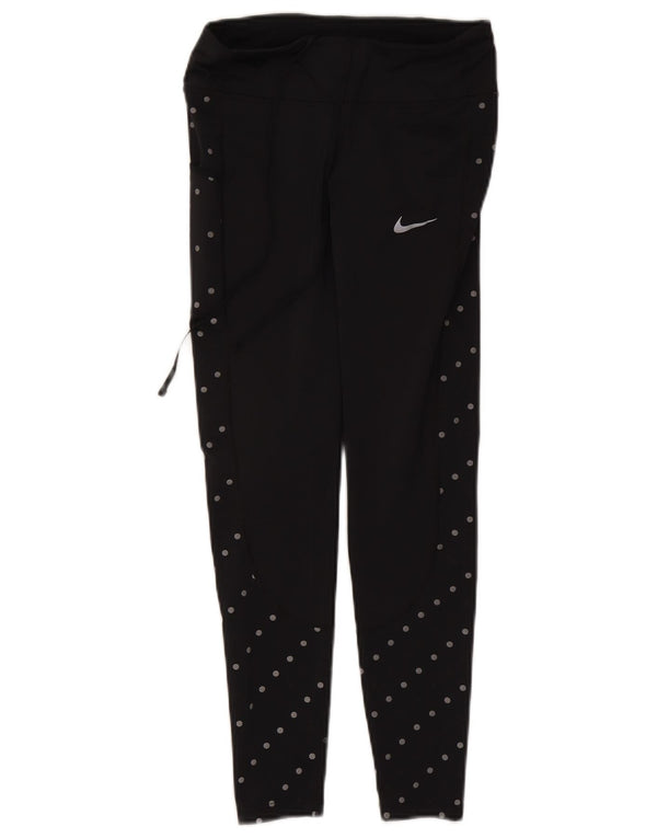 Leggings Nike Feminino UK 8 Pequenas Poliéster Preto Manchado