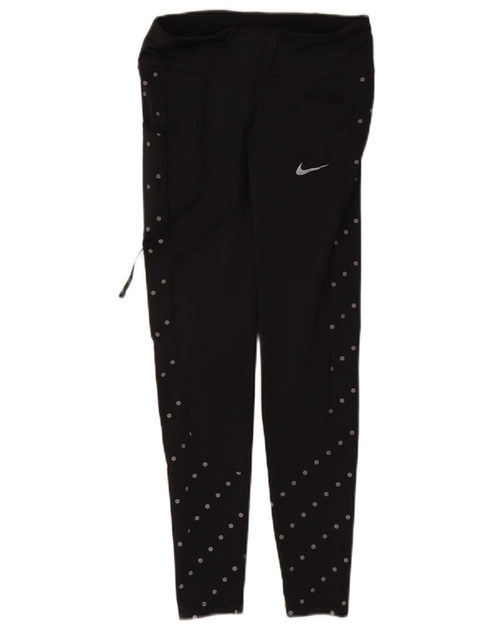 Leggings Nike Feminino UK 8 Pequenas Poliéster Preto Manchado