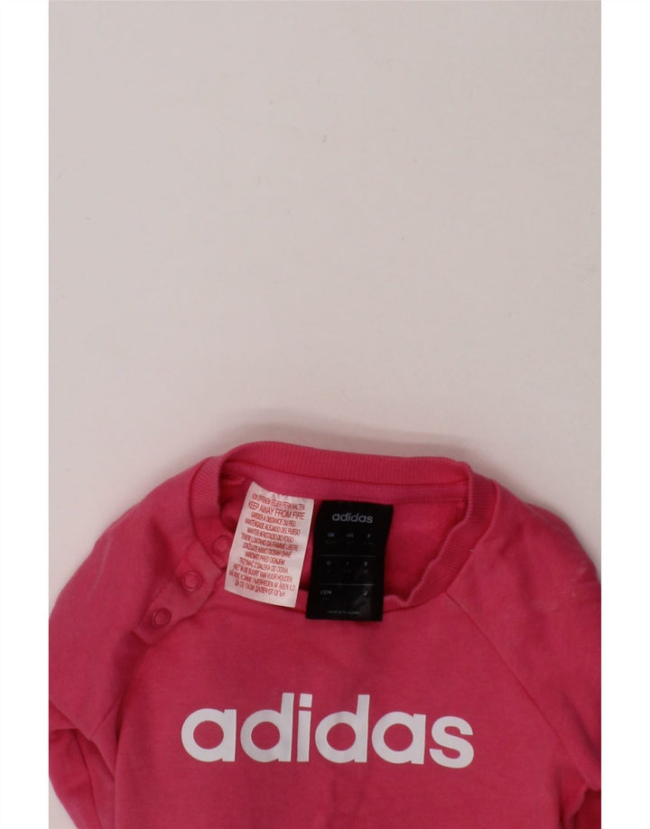 ADIDAS Baby Girls Graphic Sweatshirt Jumper 3-6 Months Pink Cotton Vintage Adidas and Second-Hand Adidas from Messina Hembry 