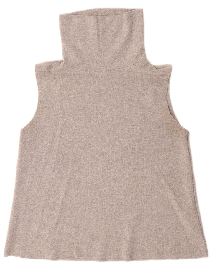 Regata feminina ZARA com gola redonda e algodão cinza grande UK 14