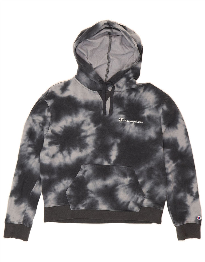 CHAMPION Womens Hoodie Jumper UK 14 Medium Grey Tie Dye Cotton Vintage Champion and Second-Hand Champion from Messina Hembry 