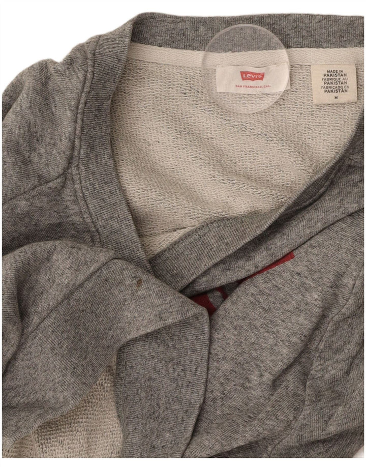 LEVI'S moletom gráfico feminino jumper UK 14 cinza médio manchado