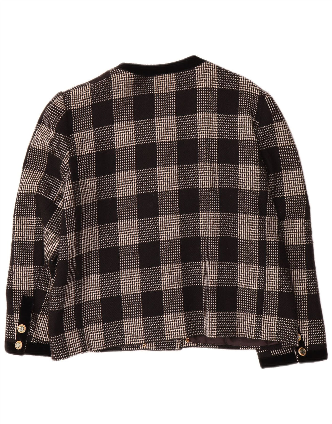Jaqueta blazer feminina vintage de 5 botões Reino Unido 14 médio preto houndstooth