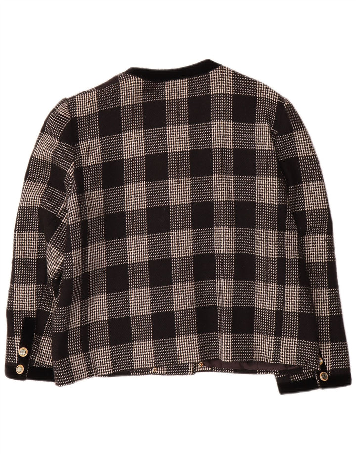 Jaqueta blazer feminina vintage de 5 botões Reino Unido 14 médio preto houndstooth