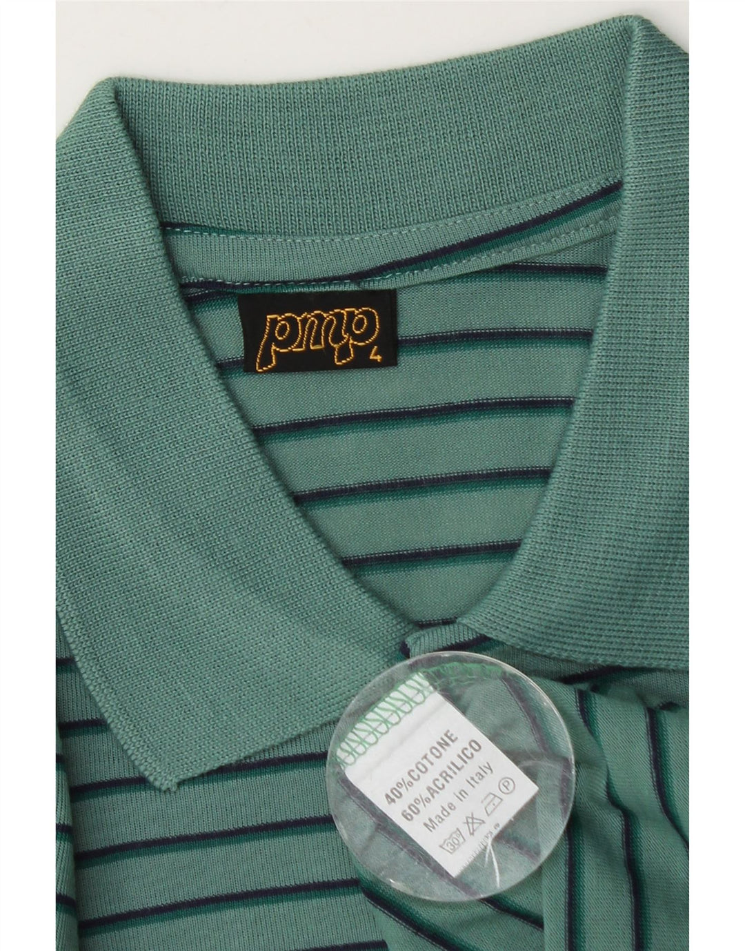 Camisa polo masculina vintage algodão listrado verde médio