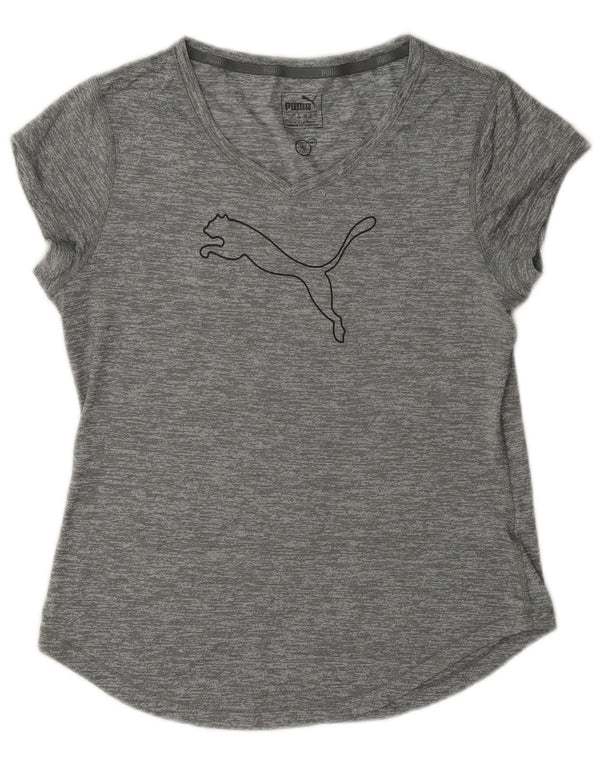 Camiseta feminina Puma Graphic UK 14 grande cinza manchada