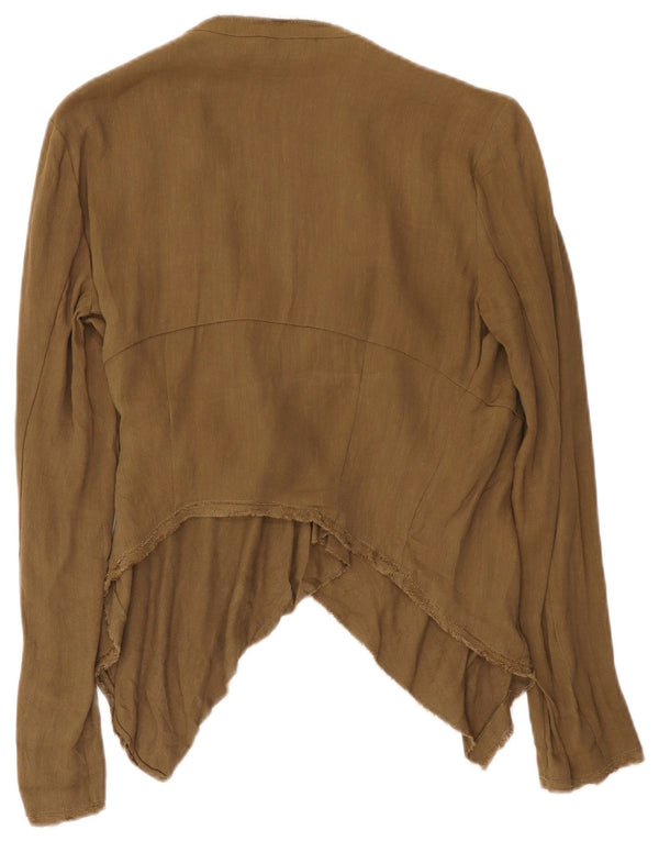 Zara blusa feminina assimétrica com corte assimétrico Reino Unido 10 pequeno cáqui colorblock