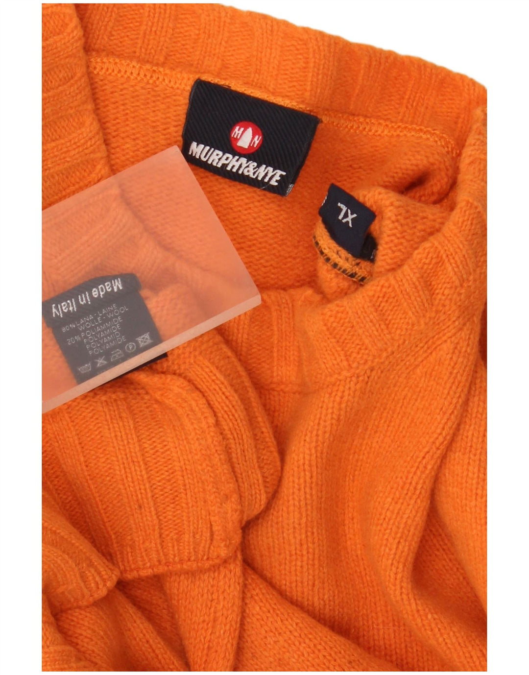 Suéter masculino Murphy & Nye com gola redonda XL de lã laranja