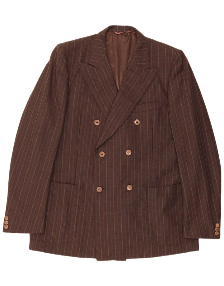 Jaqueta blazer masculina vintage com peito duplo IT 54 2XL listrada marrom