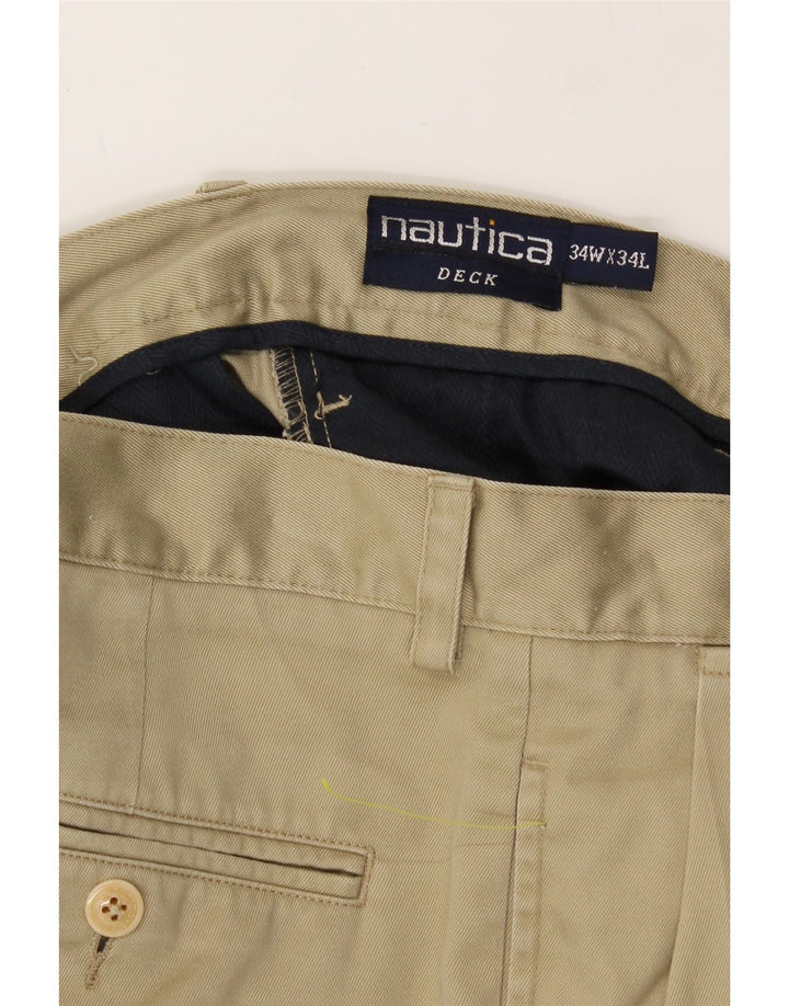 NAUTICA Mens Pegged Chino Shorts W34 Large Khaki Cotton Vintage Nautica and Second-Hand Nautica from Messina Hembry 