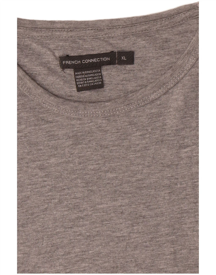 Camiseta masculina French Connection Top XL algodão manchado cinza