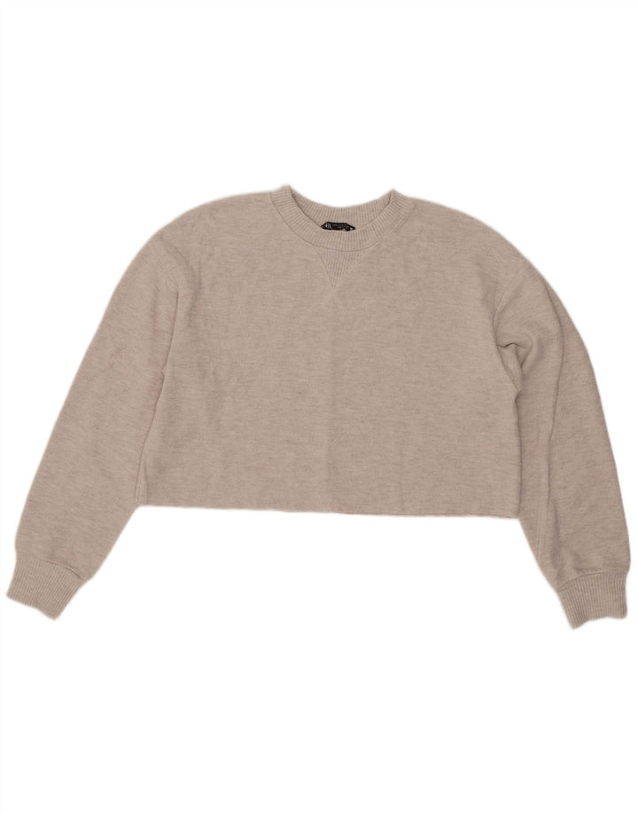 Blusa feminina Zara Top UK 14 poliéster cinza médio