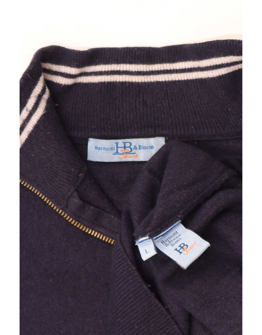 Suéter masculino Harmont & Blaine com zíper e gola grande azul marinho