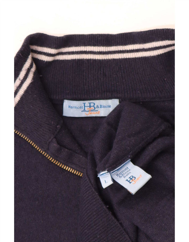 Suéter masculino Harmont & Blaine com zíper e gola grande azul marinho