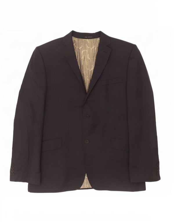 Jaqueta blazer masculina de 2 botões Ted Baker Reino Unido 44 2XL lã azul marinho