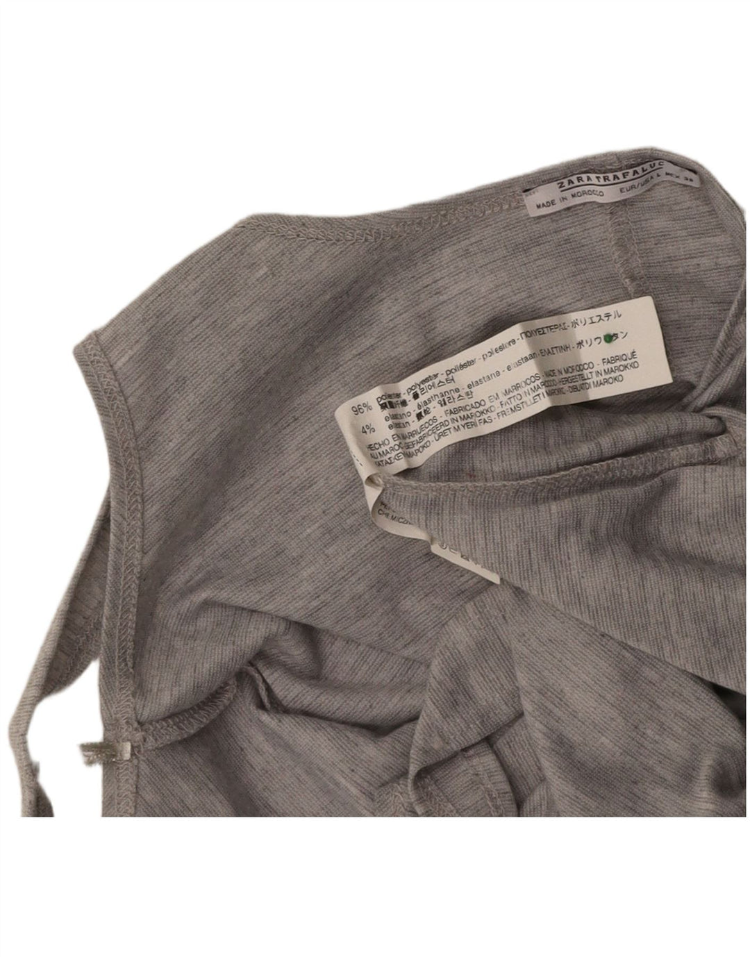 Body feminino sem mangas ZARA UK 14 grande poliéster cinza