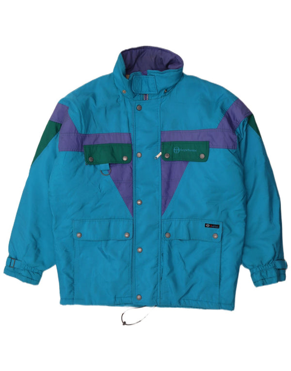 Jaqueta de esqui masculina Sergio Tacchini UK 42 XL azul colorblock