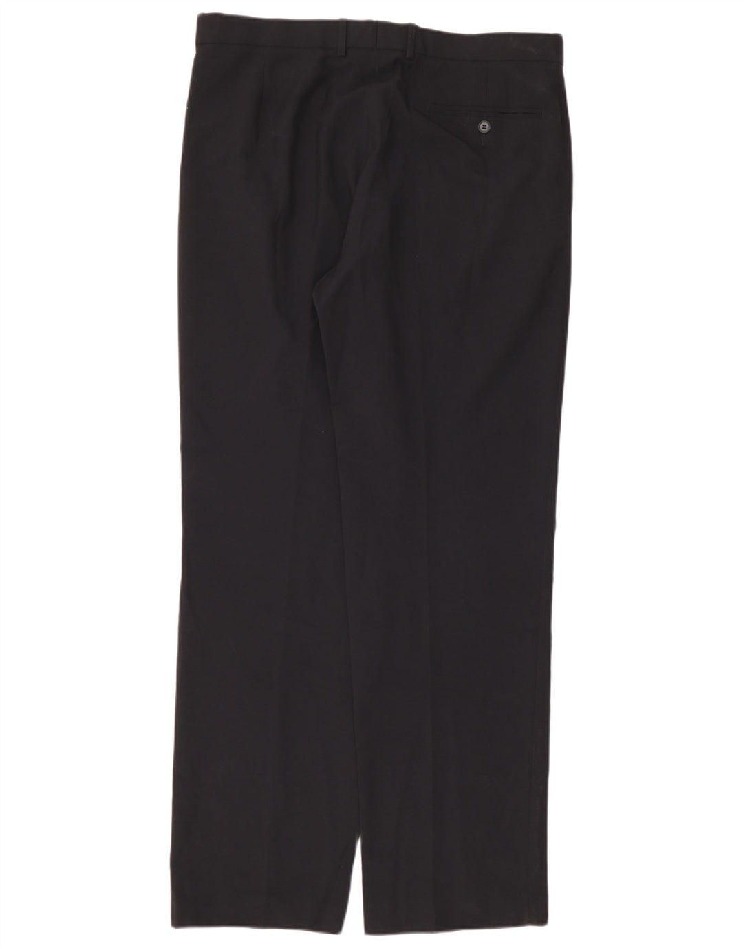 Calça masculina de terno reto Marks & Spencer W36 L33 azul marinho poliéster