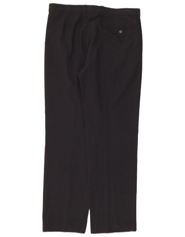 Marks & Spencer Mens Straight Suit Trousers W36 L33 Navy Blue Polyester