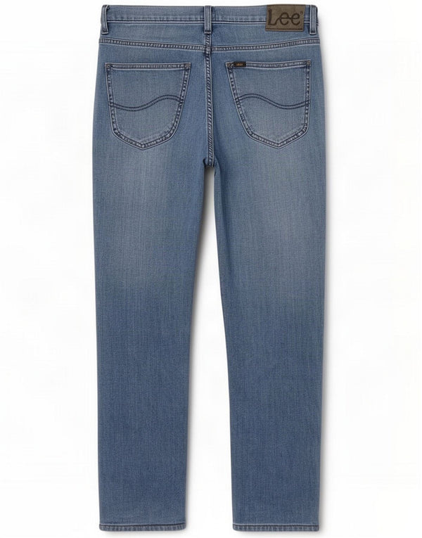Lee Mens Brooklyn Straight Jeans W34 L28 Azul Algodão
