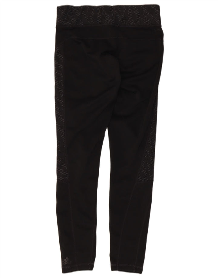 Adidas Womens Climalite Leggings UK 8/10 Pequeno Poliéster Manchado Preto