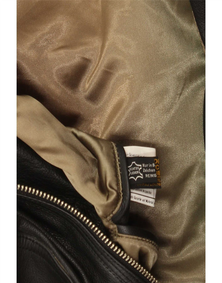 Jaqueta de couro bomber masculina vintage Reino Unido 36 couro preto pequeno