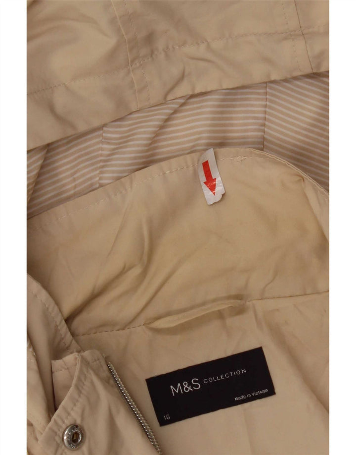 Jaqueta de chuva feminina com capuz Marks & Spencer Reino Unido 16 grande poliéster bege