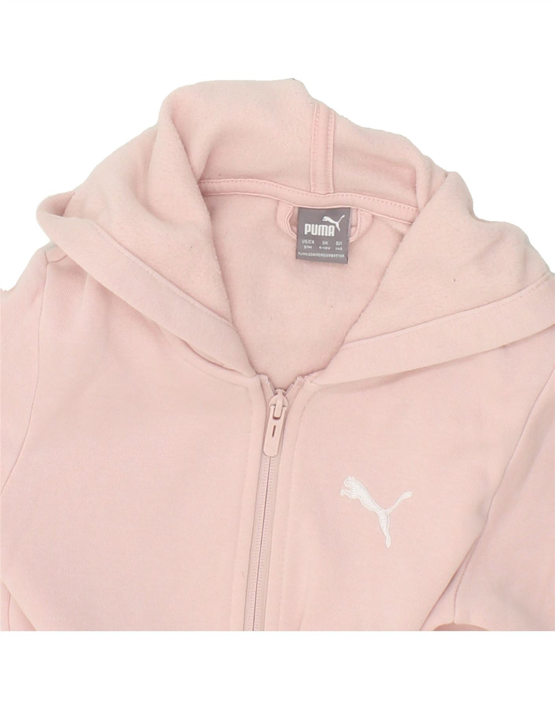 PUMA Girls Graphic Zip Hoodie Sweater 9-10 Years Pink Cotton Vintage Puma and Second-Hand Puma from Messina Hembry 