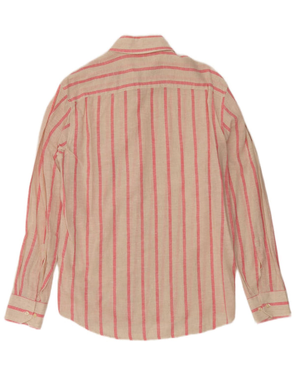 Camisa masculina vintage média risca de giz branca