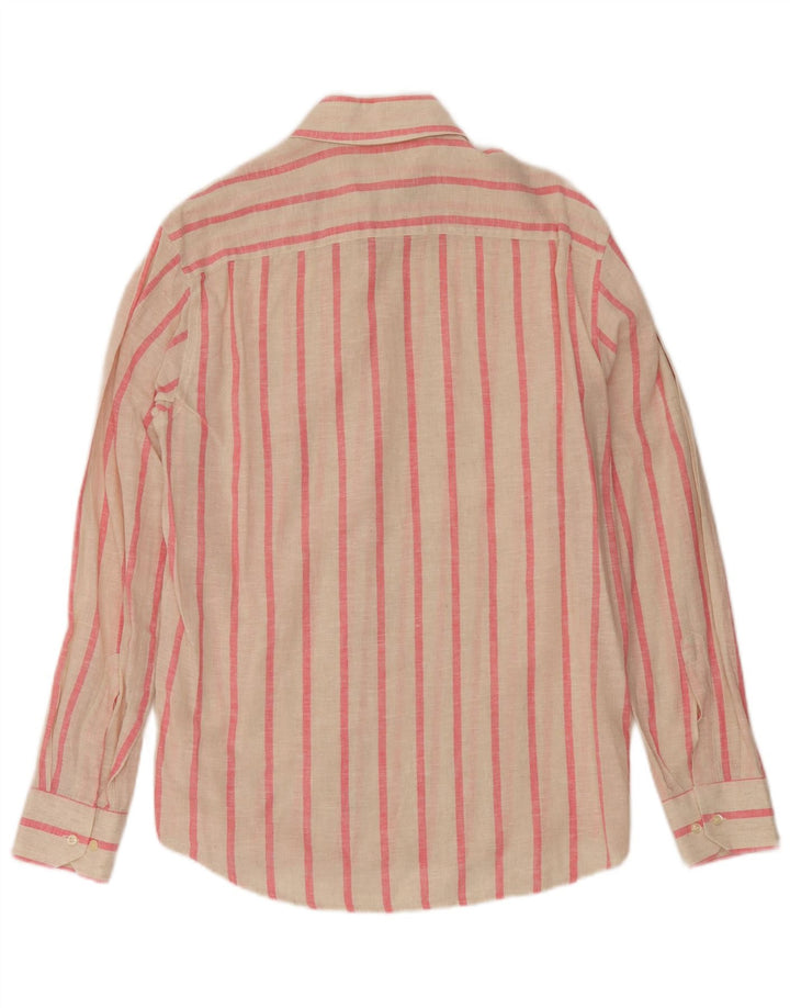 Camisa masculina vintage média risca de giz branca