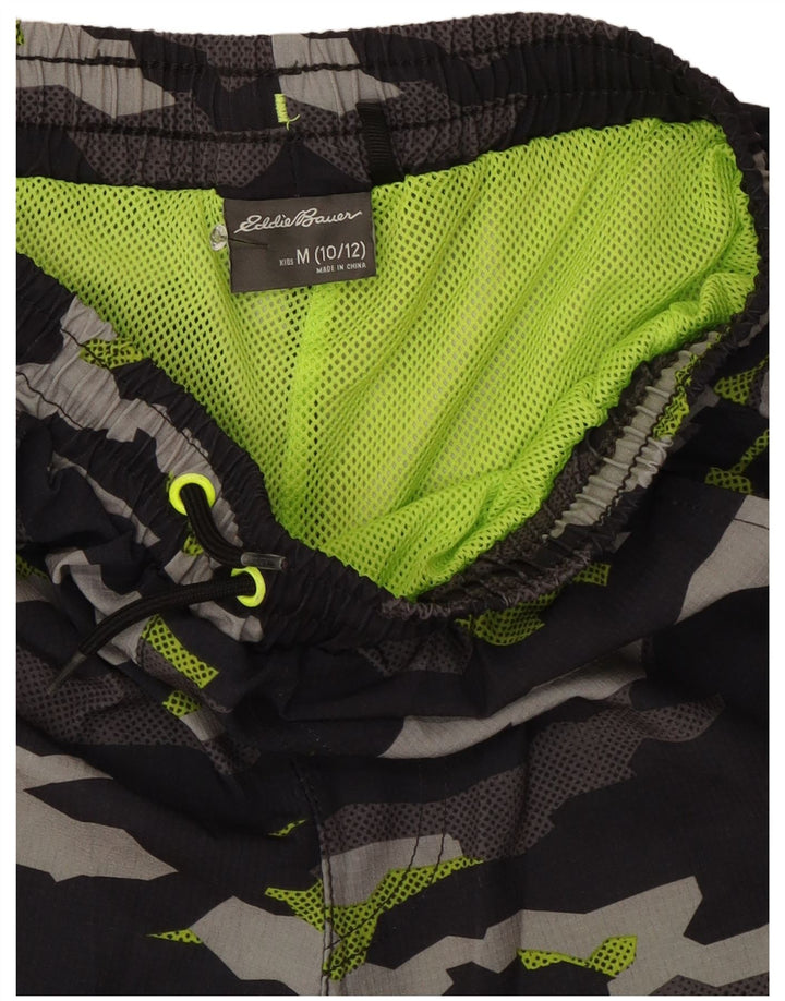 Shorts de natação Eddie Bauer para meninos 10-11 anos médio preto camuflado