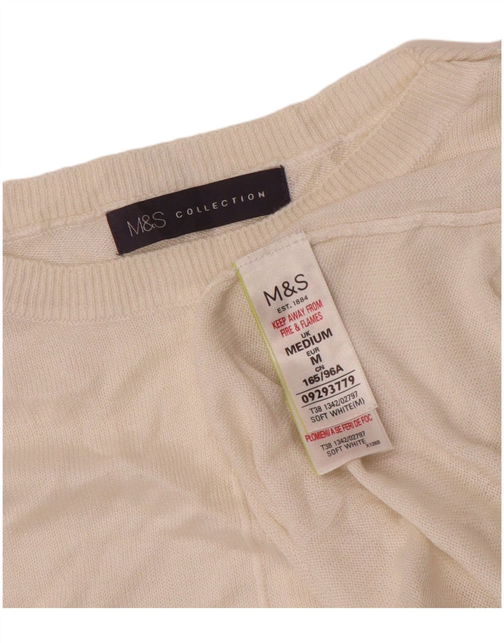 Suéter feminino Marks & Spencer com gola canoa UK 14 médio off white