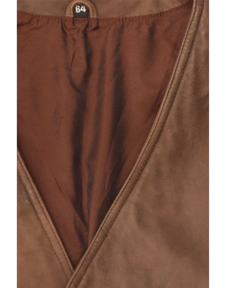 Colete de couro masculino vintage IT 64 5XL marrom