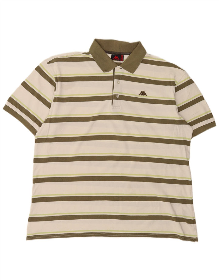 Camisa polo masculina Kappa 3XL algodão listrado branco