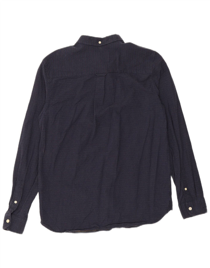 Camisa masculina LYLE & SCOTT de algodão manchado azul marinho médio