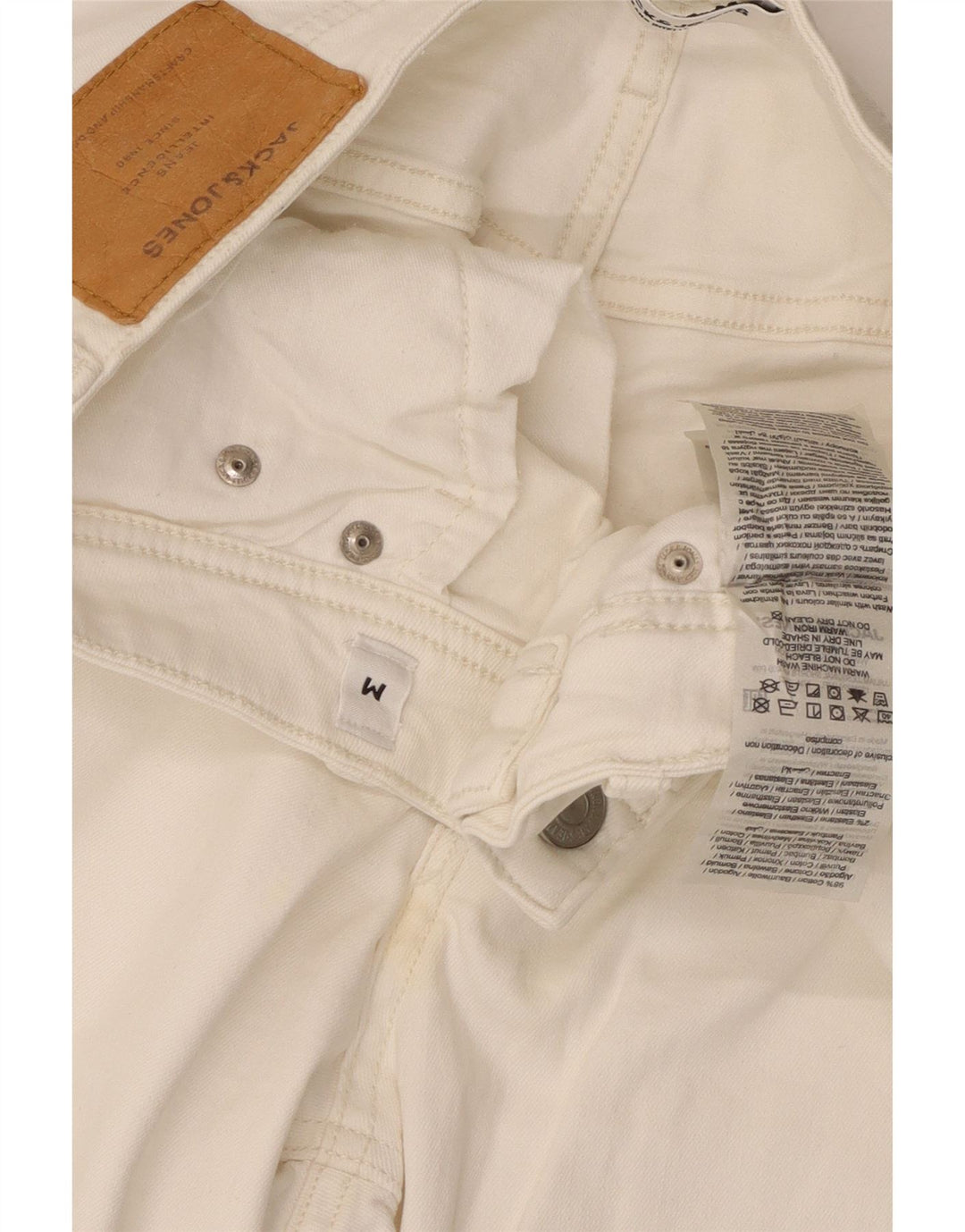 Shorts jeans masculino JACK & JONES de ajuste regular médio W32 algodão branco