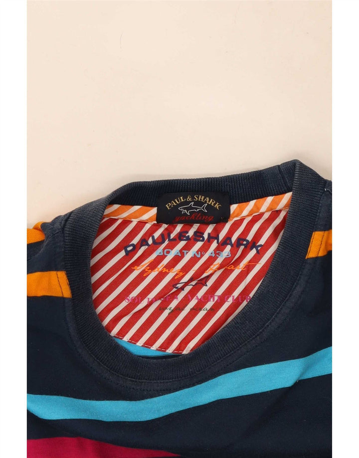 Camiseta masculina Paul & Shark Yachting Top médio listrado azul marinho