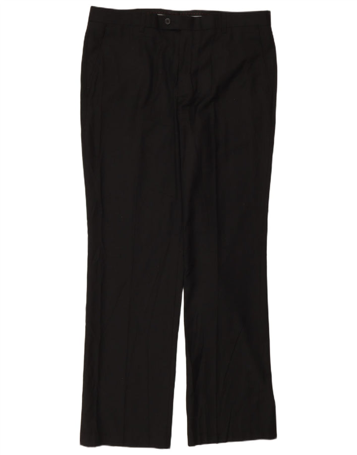 Calça masculina de terno reto Pierre Cardin W36 L32 poliéster preto