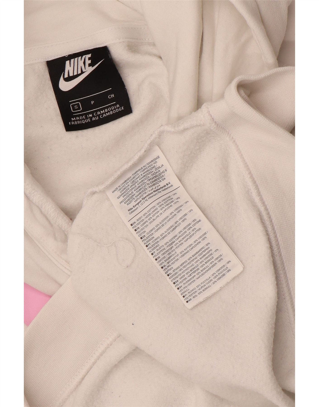 NIKE Womens Oversized Graphic Crop Hoodie Jumper Reino Unido 10 Pequeno Branco