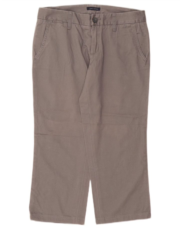 Calça feminina TOMMY HILFIGER reta cortada EUA 4 pequeno W25 L22 cinza