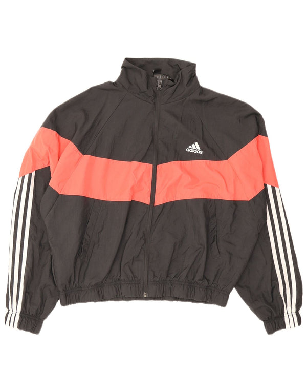 Adidas Womens Tracksuit Top Jacket UK 12/14 Medium Black Colourblock Nylon