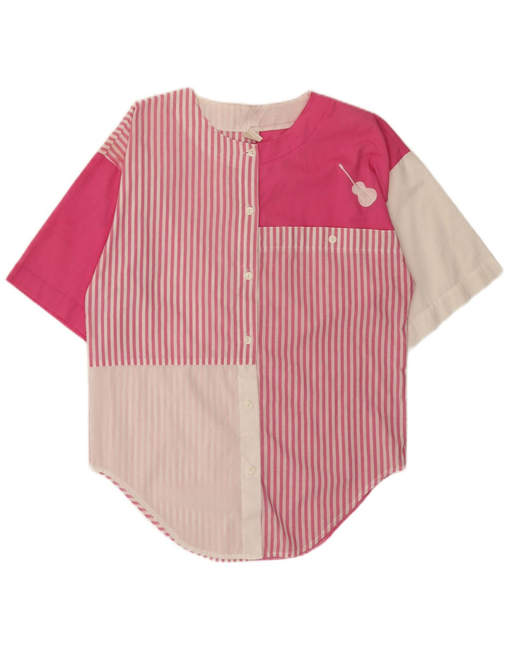 Blusa feminina vintage de manga curta EU 40 médio rosa colorblock